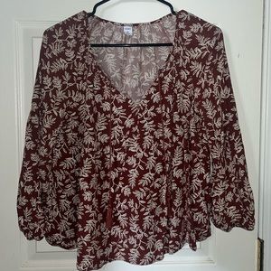 Old Navy Copper Leaves Peasant Top (Medium)
